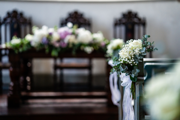 Pew ends for chapel wedding